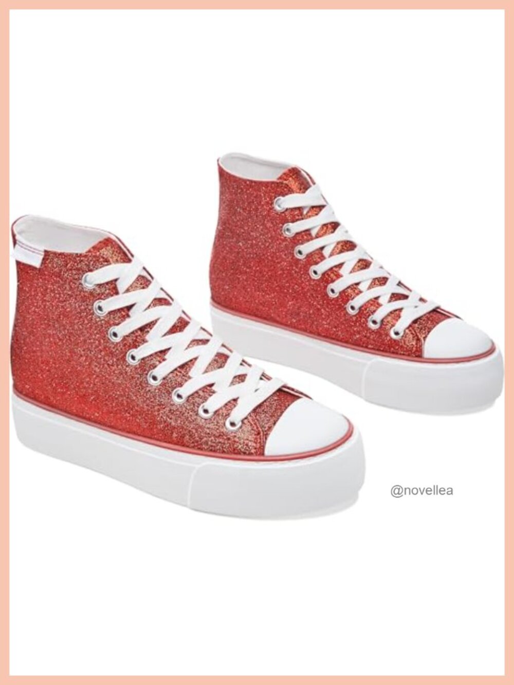 Glitter Platform High Top Fashion Sneakers Lace-Up Mid Calf Sneaker